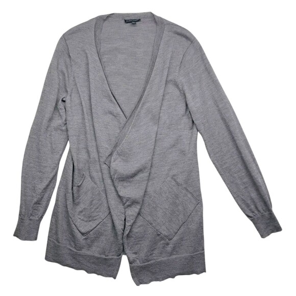 Eileen Fisher Open Cardigan Sweater 100% Wool Gray Pockets‎ Women's Medium - Picture 1 of 9